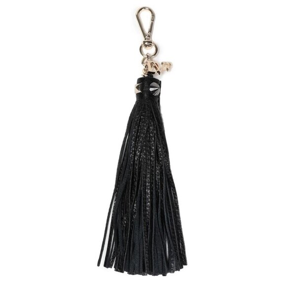 New Diane Von Furstenberg Black Leather Tassel Key Ring - Picture 1 of 3